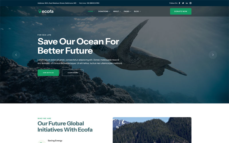 Template mẫu thiết kế website môi trường thu hút